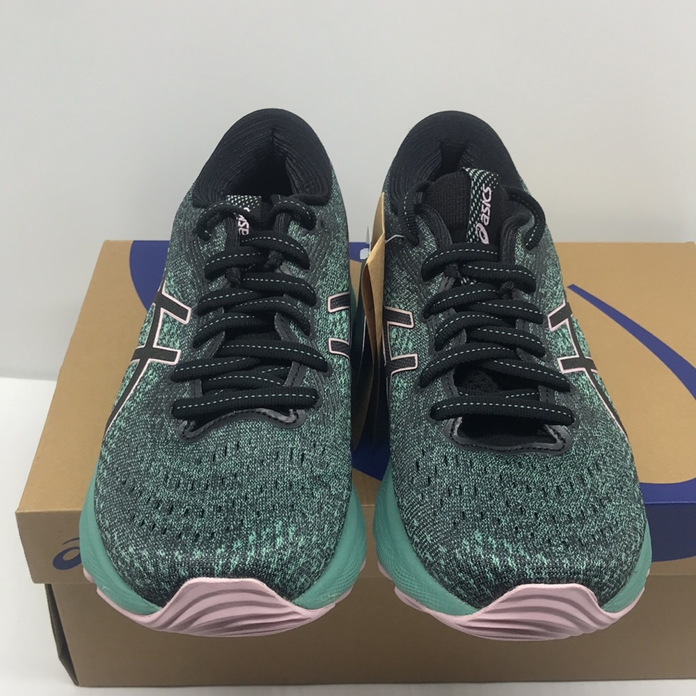 ASICS WOMENŚ GEL-NIMBUS 24 RUNNING SHOES SIZE 5 BLACK/BARELY ROSE